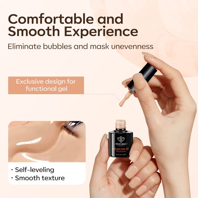 Modelones Builder Nail Gel 8-in-1 Kit - 6 Colors for Nail Thickening & Strengthening | Fall Winter Nail Care