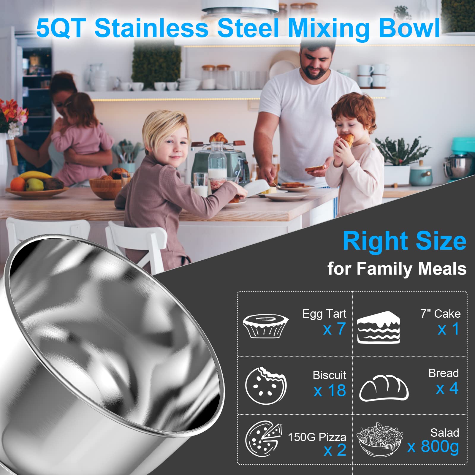 Premium Stand Mixer - 5-Qt. 7-Speed Tilt-Head Electric Mixer with Stainless Steel Bowl - Perfect for Baking Cakes, Cookies, Bread & More - Ideal for Home Bakers & Professional Kitchens