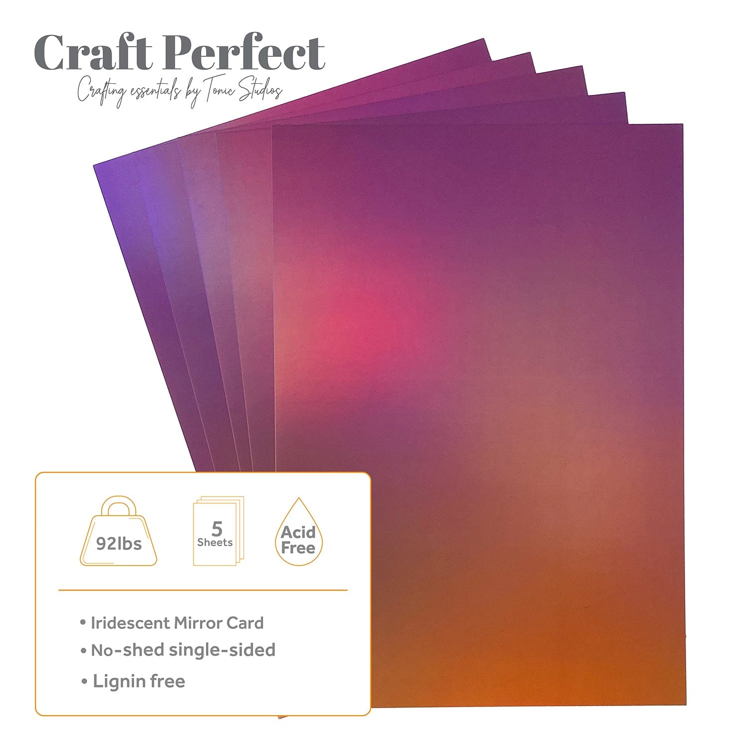 Iridescent Mirror Card - A4 Size (5/PK) - Indian Summer Design - Perfect for Scrapbooking, Card Making & DIY Crafts