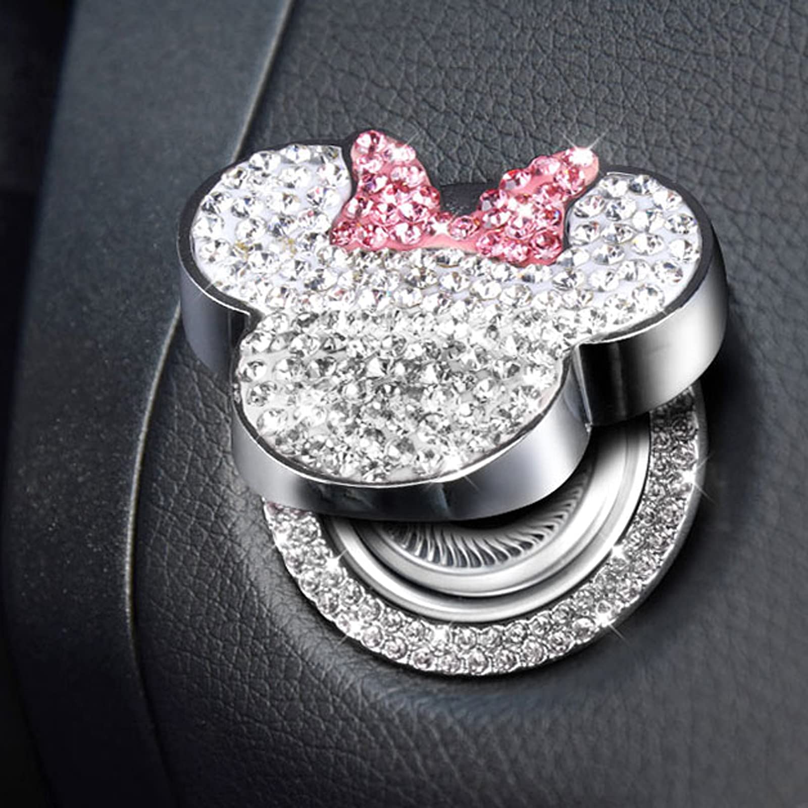 Pink Bling Crystal Car Push to Start Button Cover - Cute Engine Start Stop Button Accessory for Women & Girls - Car Interior Decoration Sticker for Toyota, Honda, BMW - Perfect for Daily Commute & Road Trips