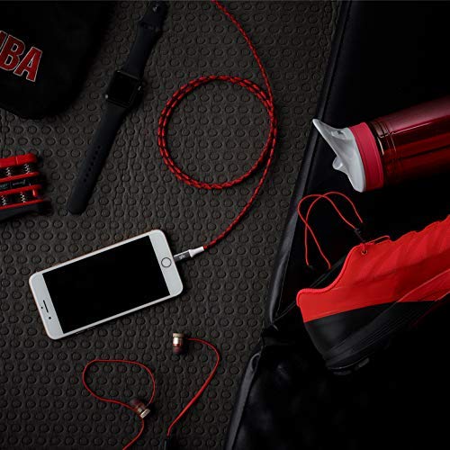 360 Electrical Habitat 4ft Premium Bragged Charging Cable with Lightning Connector - MFi Certified Fast Charging Cord for iPhone & iPad (Crimson) | Perfect for Home, Office & Travel Use
