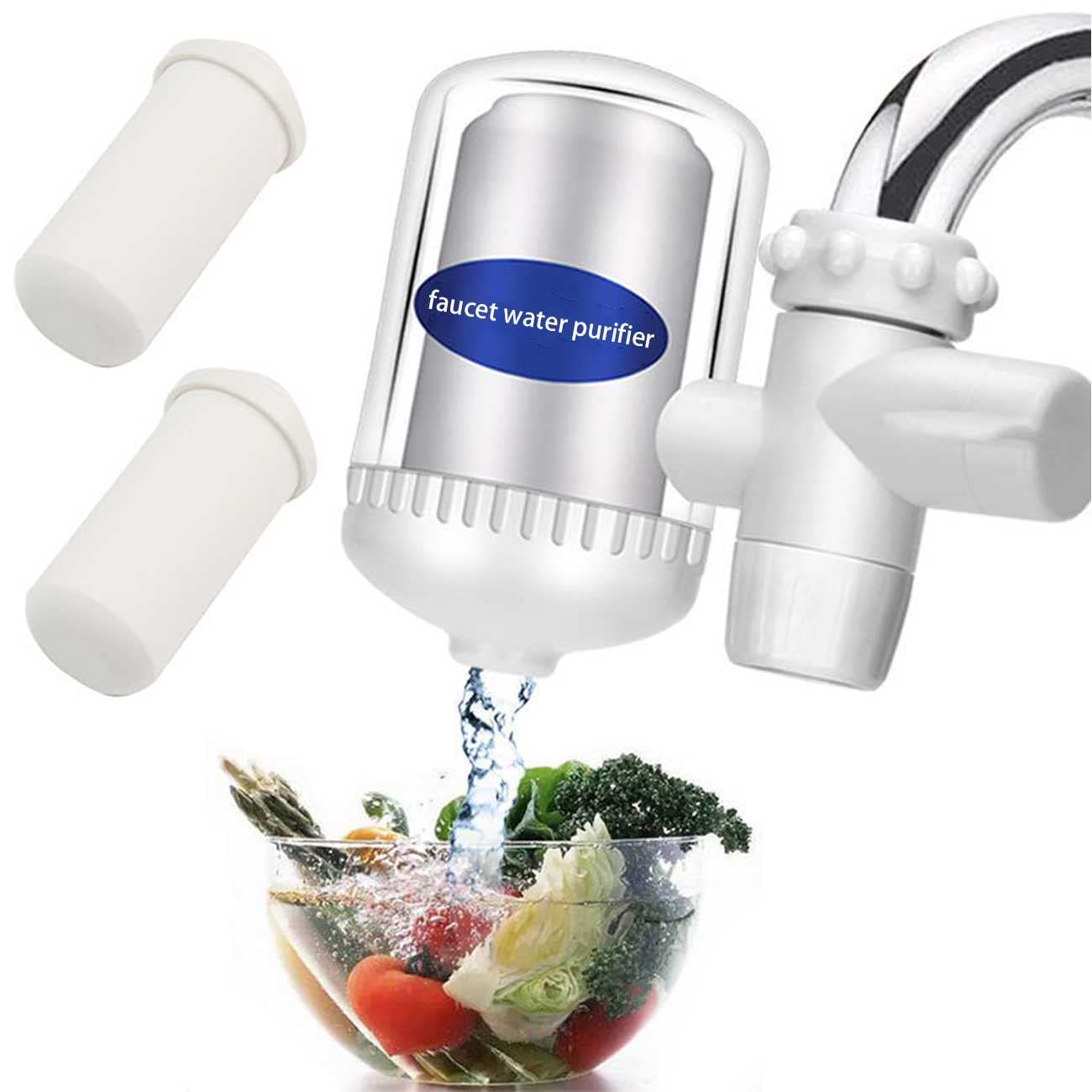 3-Stage Water Faucet Filter with 3 Replacement Cartridges - Lead & Chlorine Reduction, Improves Taste - Easy Installation for Standard Faucets - Perfect for Kitchen Sink, RV, and Office Use