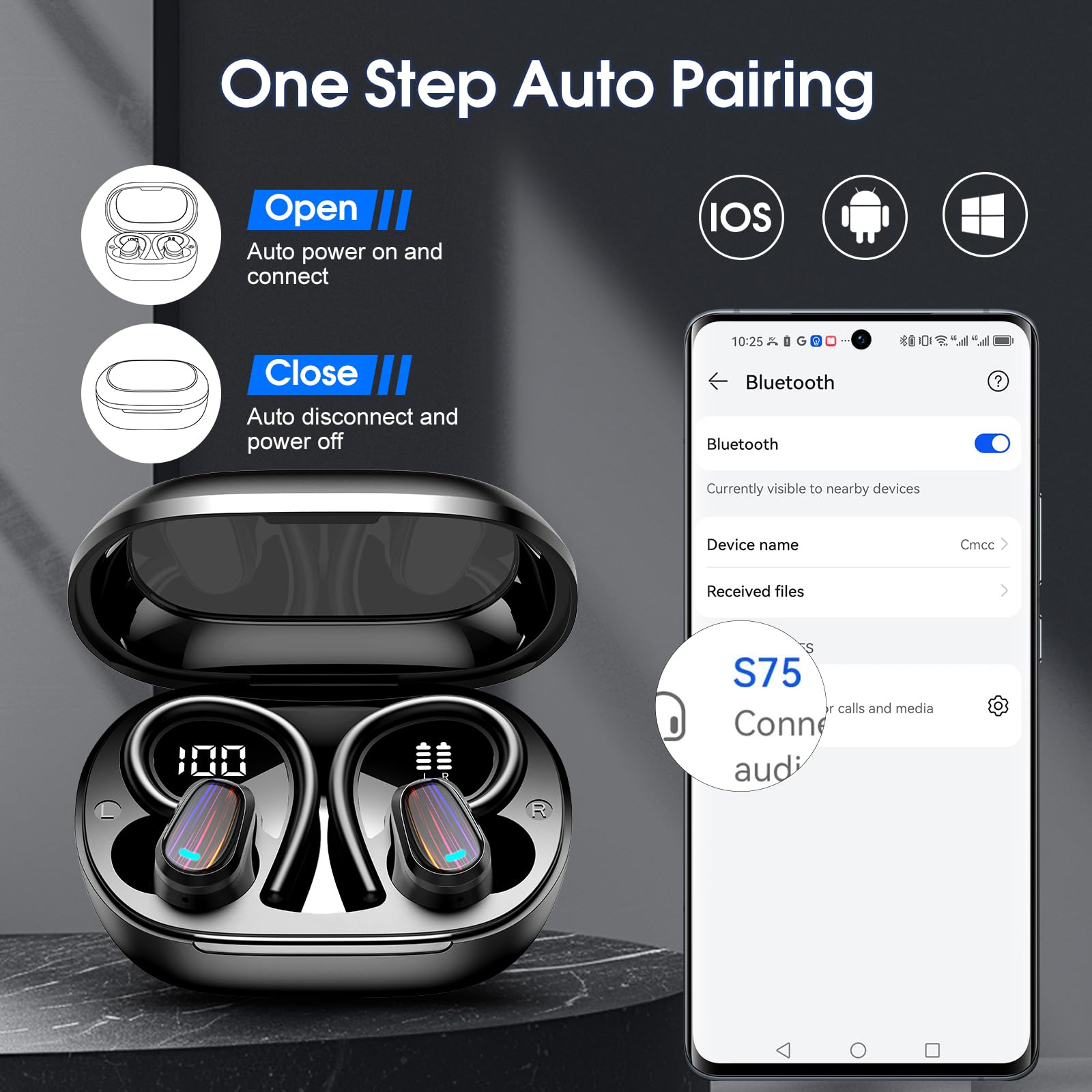 OYIB Wireless Earbuds Bluetooth 5.4, 50H Playtime, IP7 Waterproof - for Running & Workout