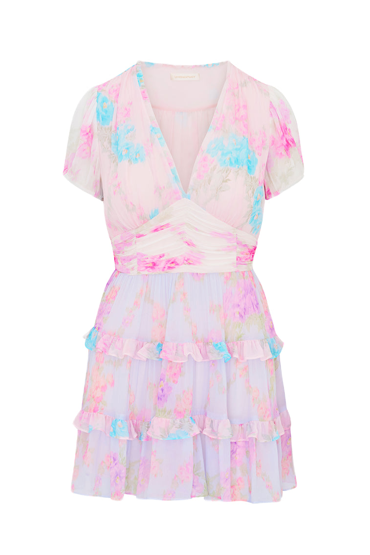 Spirea Floral Print Chiffon Mini Dress for Women - Summer Party, Beach Vacation & Date Night Outfits