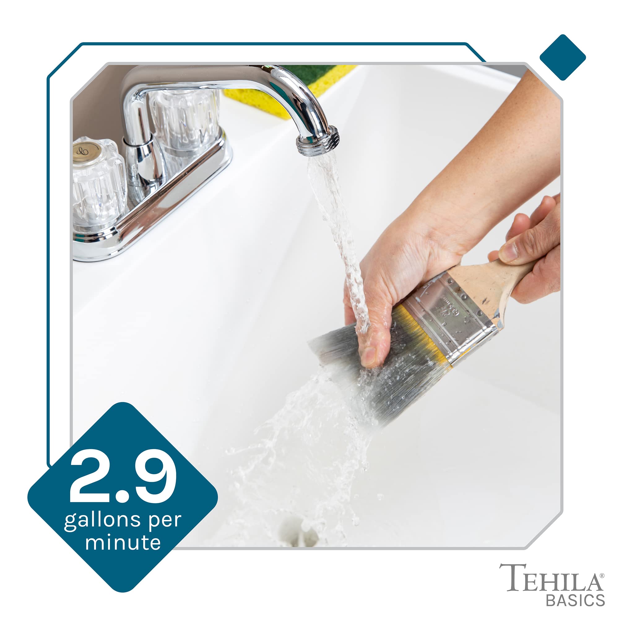 Tehila Basics 21-Gallon White Utility Sink with Chrome Faucet - Heavy Duty Plastic Laundry Tub, Adjustable Legs - Perfect for Laundry Rooms, Garages & Basements