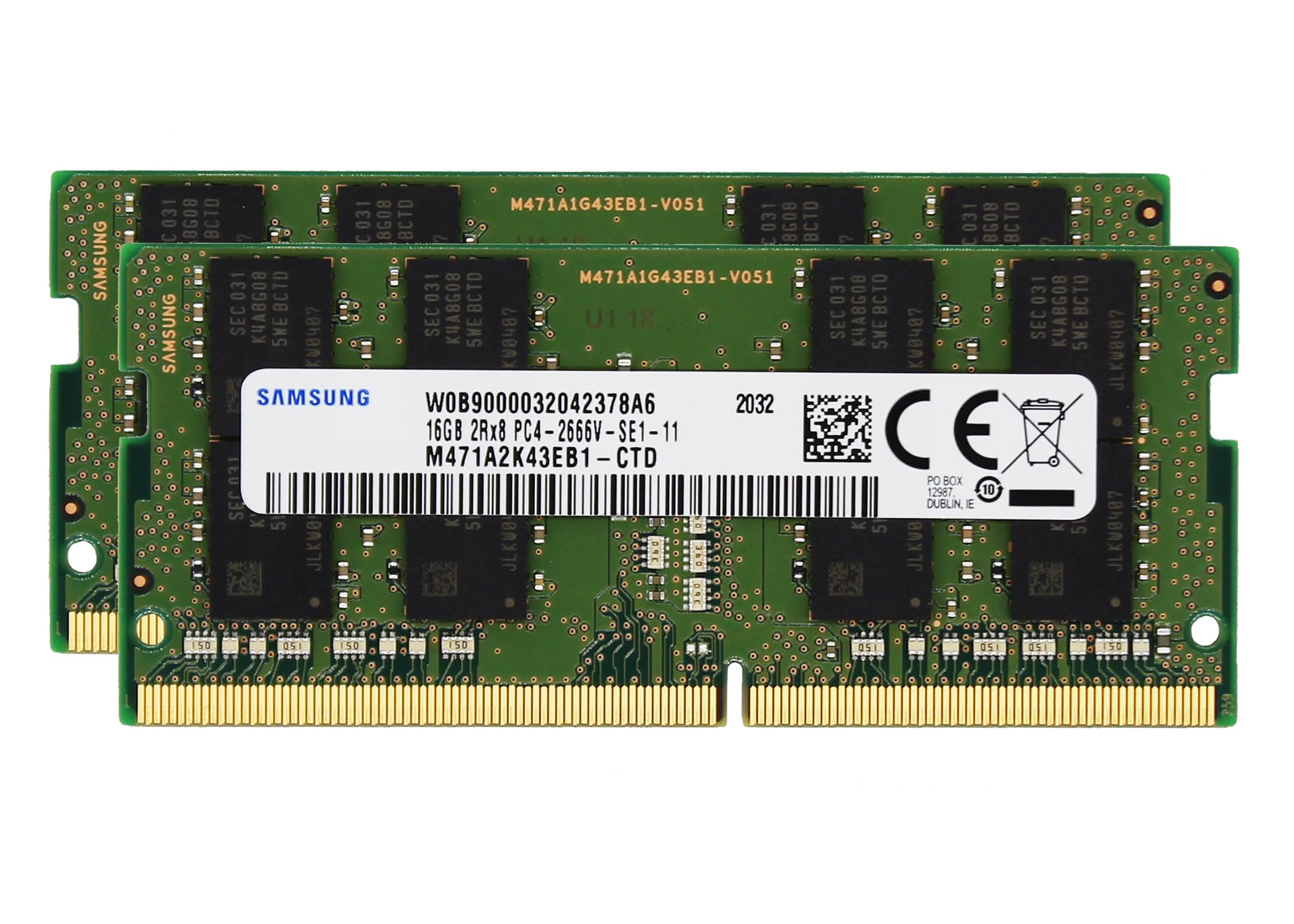 32GB (2x16GB) DDR4 2666MHz SODIMM Laptop RAM Memory Upgrade - PC4-21300, CL19, 1.2V, 260-Pin, 2Rx8 for Enhanced Performance - Compatible with Notebooks, Ultrabooks & Gaming Laptops