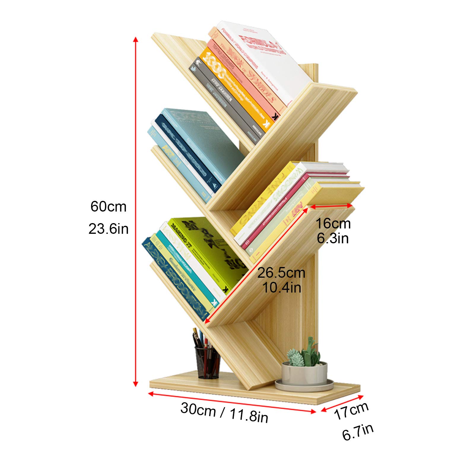 Tree-Shaped Desktop Bookshelf Organizer - Stylish Bookcase for Books, Magazines & CDs Storage - Perfect for Bedroom, Living Room & Office Workspace Decor