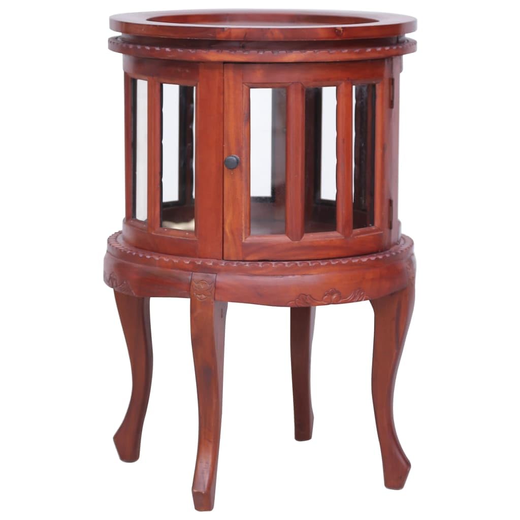 vidaXL Solid Mahogany Wood Side Cabinet with Glass Doors - 19.7