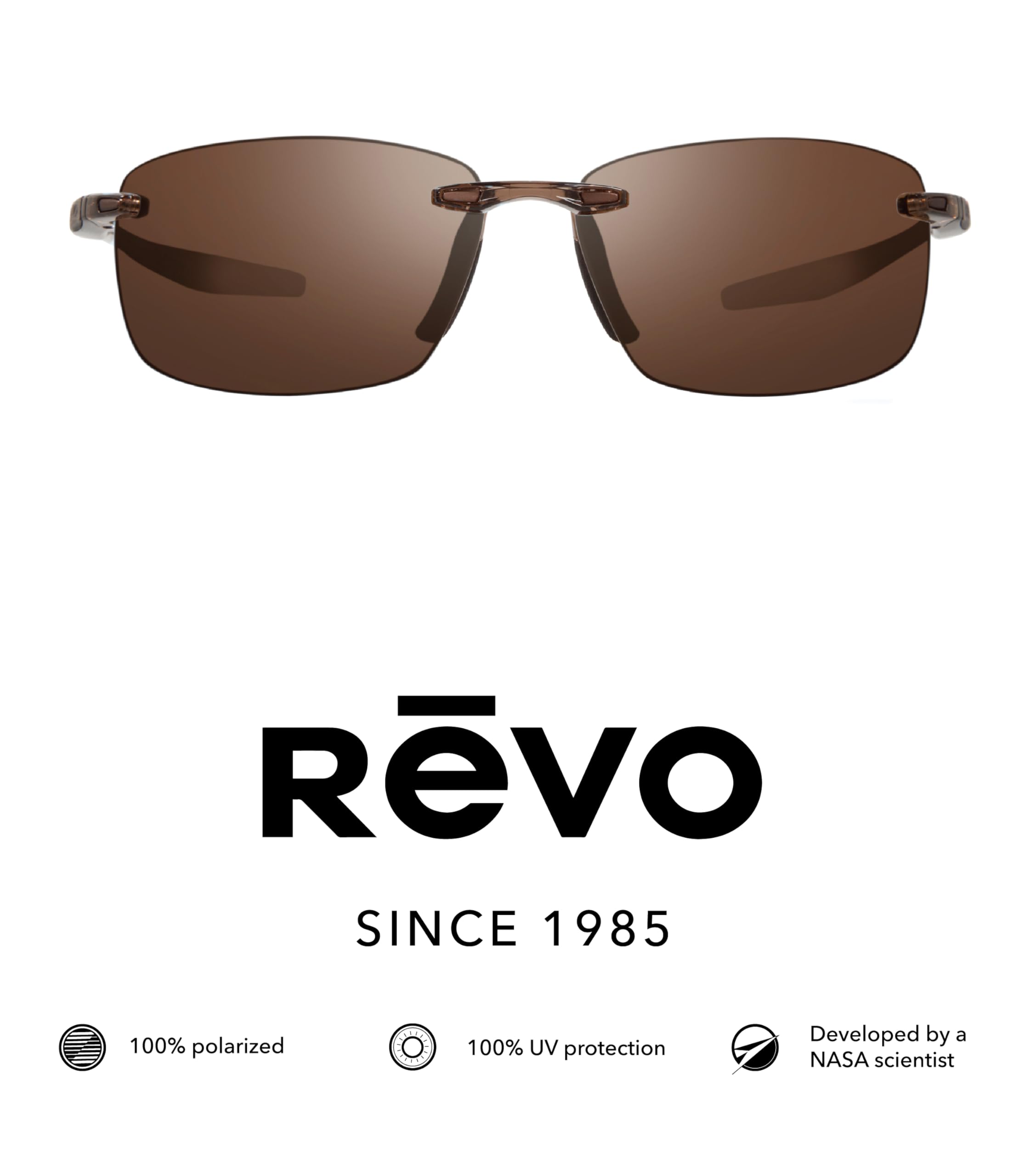 Revo Descend N Polarized Sunglasses - Rimless Rectangular Frame for Men & Women - UV Protection for Driving, Running, Outdoor Sports & Travel