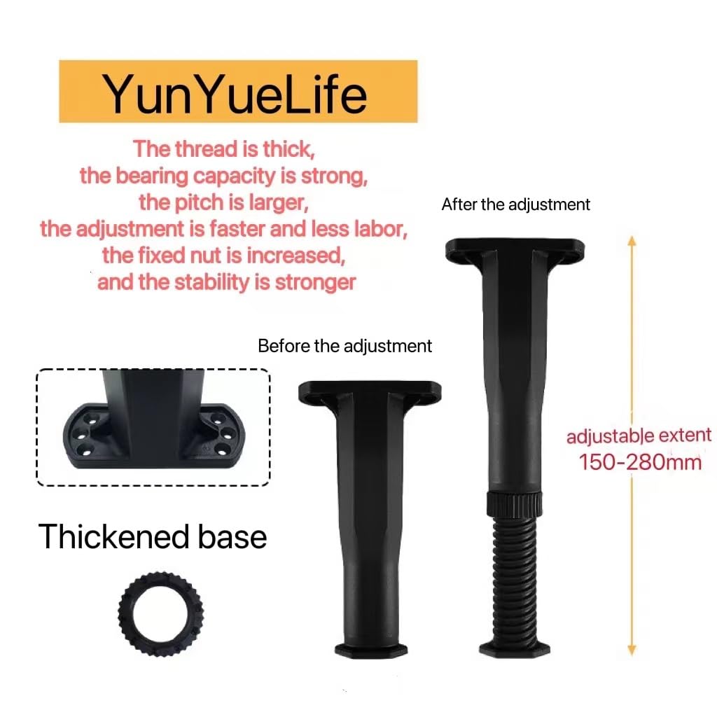 YYLIFE 4PC Adjustable Heavy Duty Bed Frame Support Legs - Extra Durable Furniture Feet for King Size Beds, Sofas & Tables | Perfect for Bed Frame Reinforcement, Center Slat Support & Furniture Stability