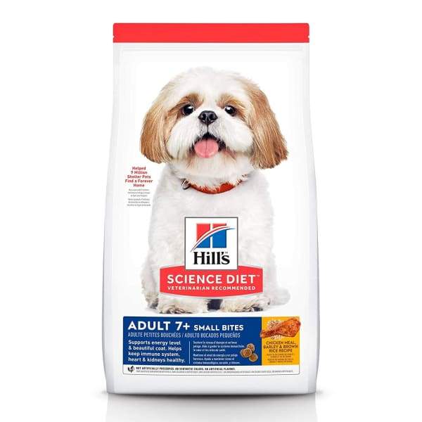 Hill's Science Diet Adult 7+ Small Bites Dry Dog Food - Chicken Meal, Barley & Rice Recipe for Senior Small Dogs (5lb & 15lb Bags) - Perfect for Aging Small Breed Dogs with Dental Issues