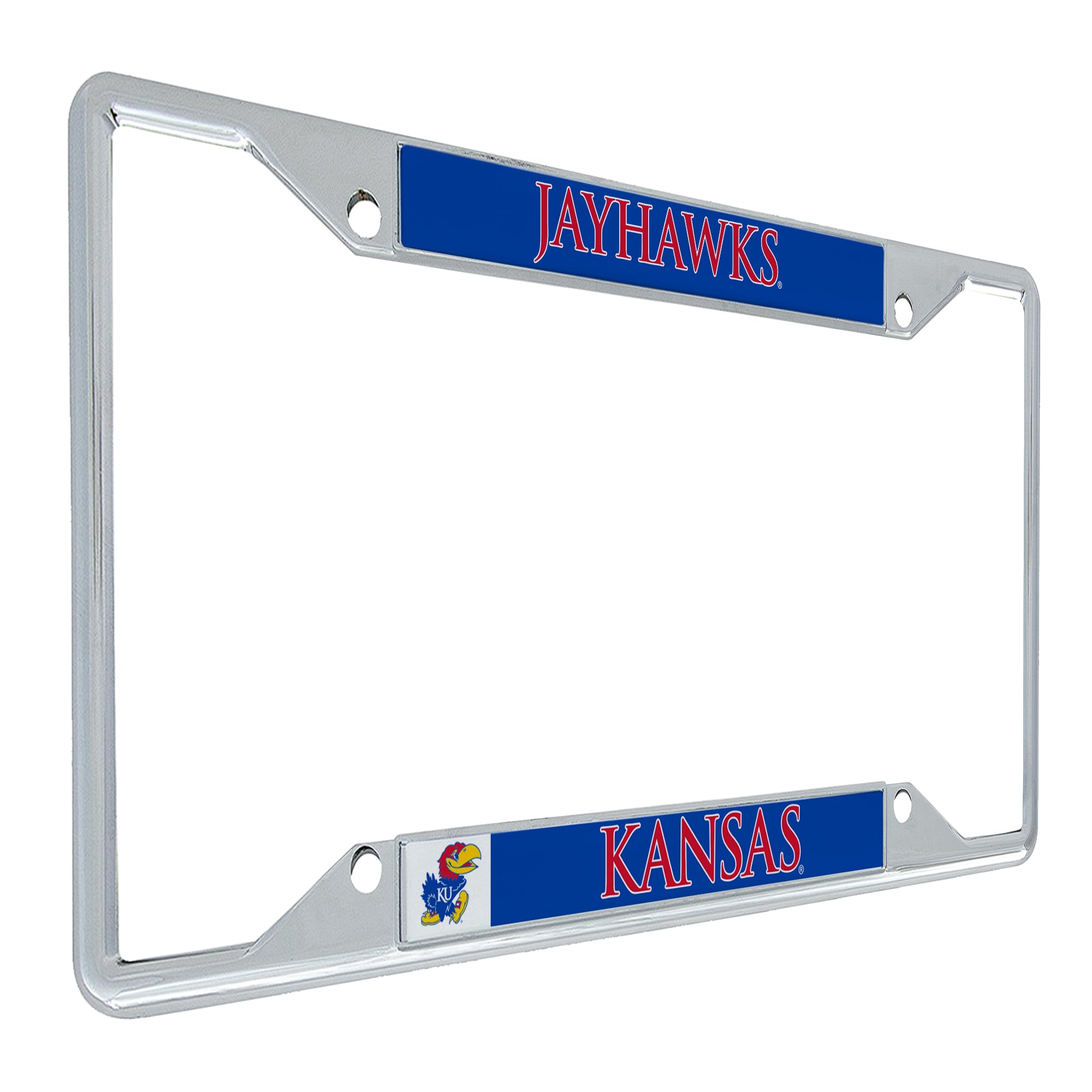 Kansas Jayhawks KU Car License Plate Frame - Metal Tag Holder for Front or Rear Bumper | Desert Cactus Mascot Design | Perfect for KU Alumni & Fans | Car Accessories for Game Days & Campus Pride