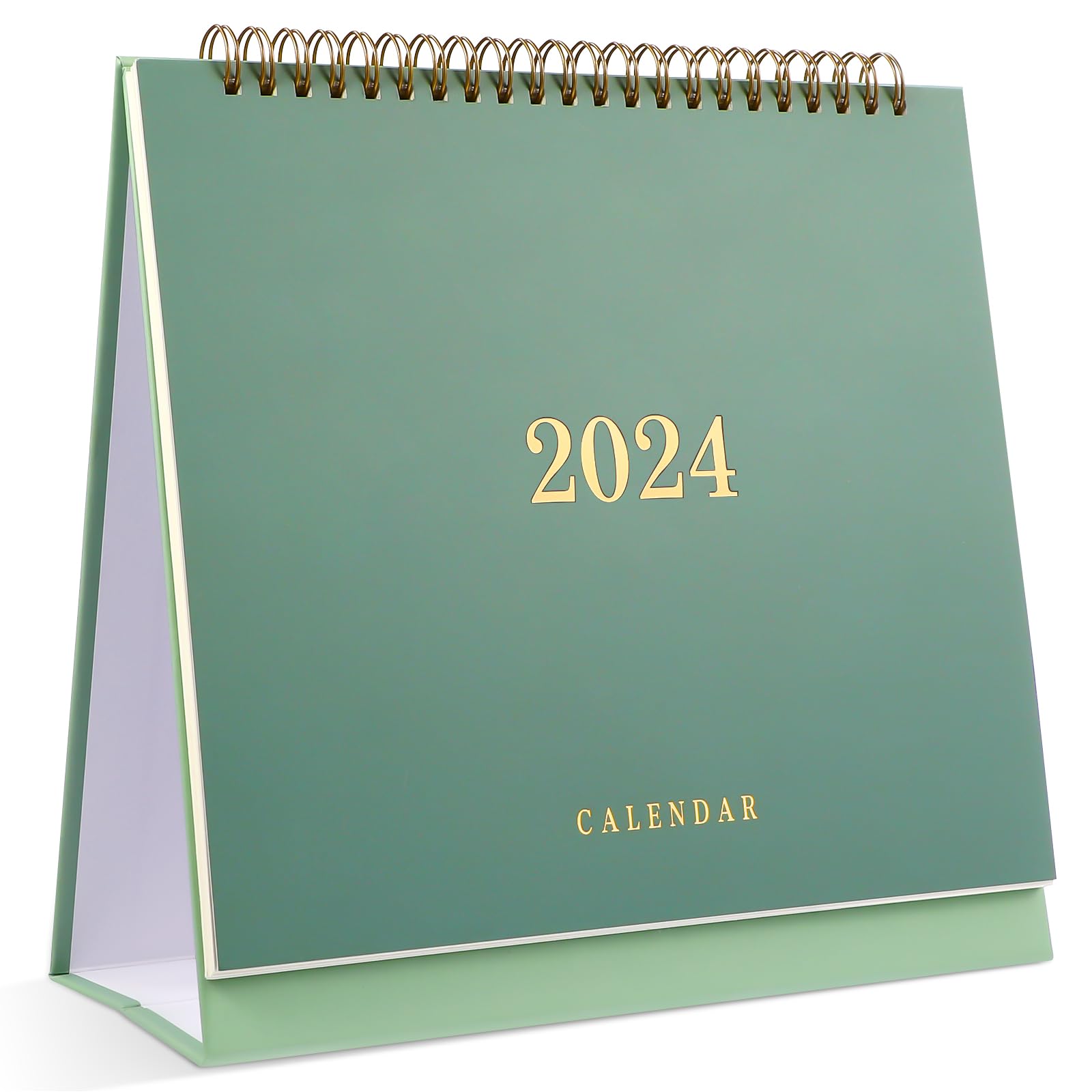 2024-2025 Desktop Flip Calendar - Monthly & Daily Planner for Home, Office, School | Green Standing Organizer for Productivity & New Year Decor