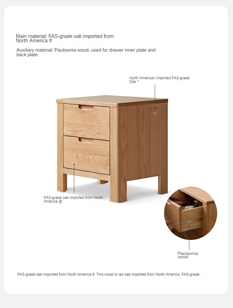 Solid Oak Wood Nightstand with Drawer - Rustic Bedside Table for Bedroom, Living Room & Office - Durable & Stylish Furniture for Home Decor