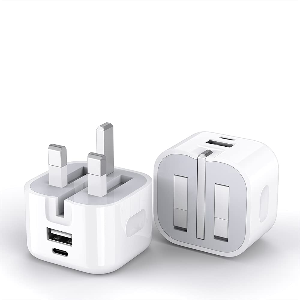 20W Dual Port USB-C PD Fast Charger with Foldable Plug - Compatible with iPad Air 11/13 (2022-2025), iPad Pro 11/13 (2024), iPad Mini (2024), iPad (2022-2025) - Perfect for Travel, Office & Home Charging
