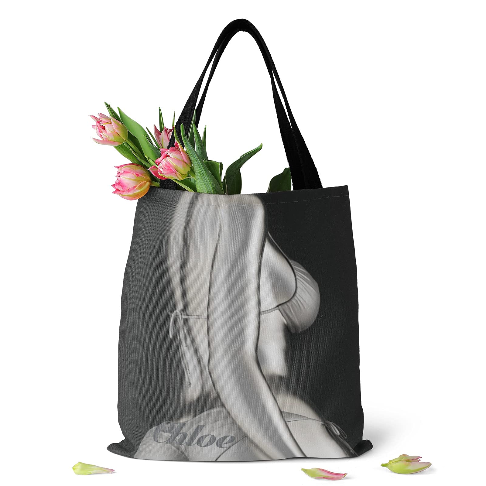 Personalized Silver Name Tote Bag - Women's Canvas Shopping & Travel Bag for Daily Use