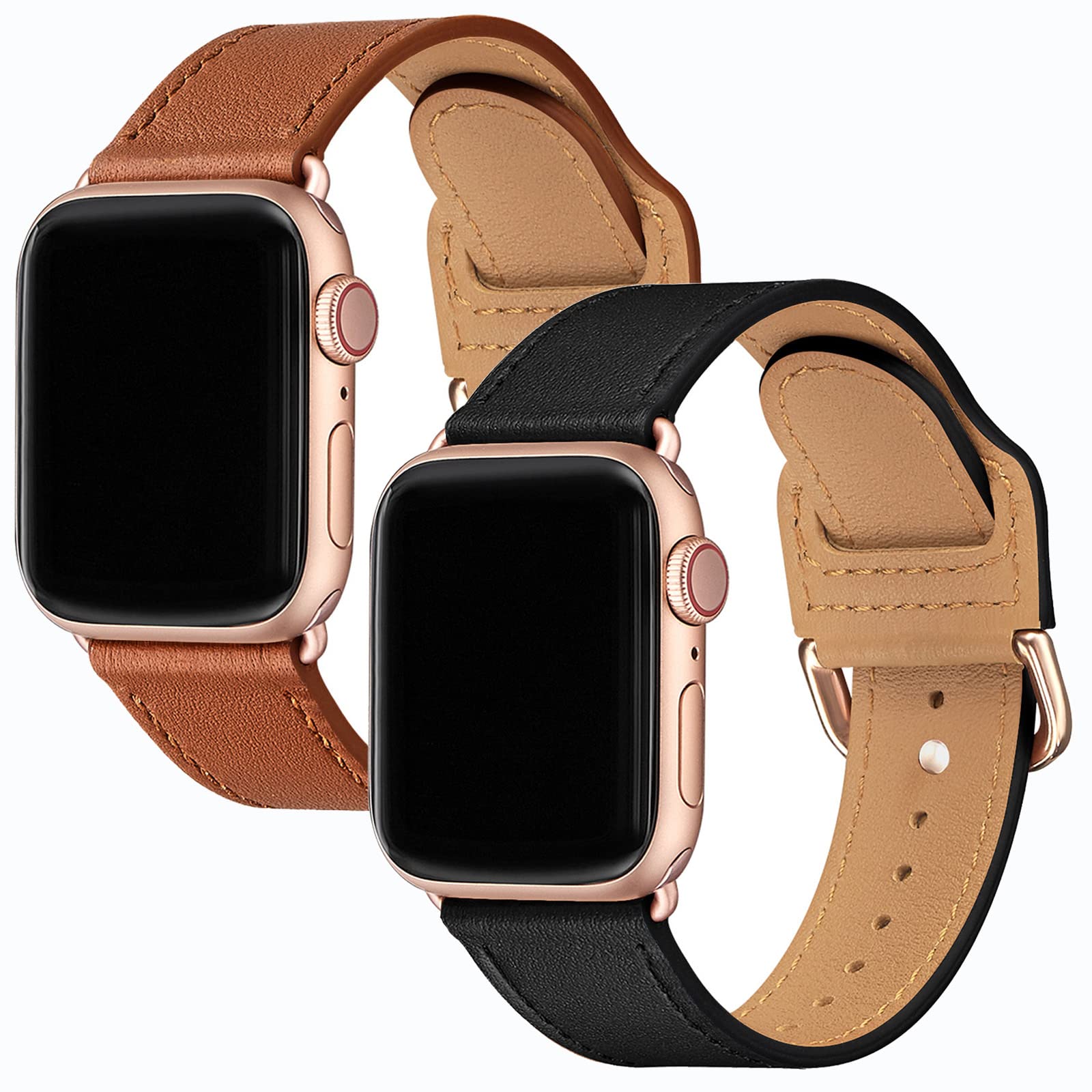 Premium Power Primacy Bands Compatible with Apple Watch 38mm 40mm 41mm 42mm - Sport Loop Replacement Strap for iWatch Series 10/9/8/7/6/5/4/3 & SE - Stylish & Comfortable for Men & Women (Black/Brown with Rose Gold Connector) - Perfect for Workouts, Running & Everyday Wear