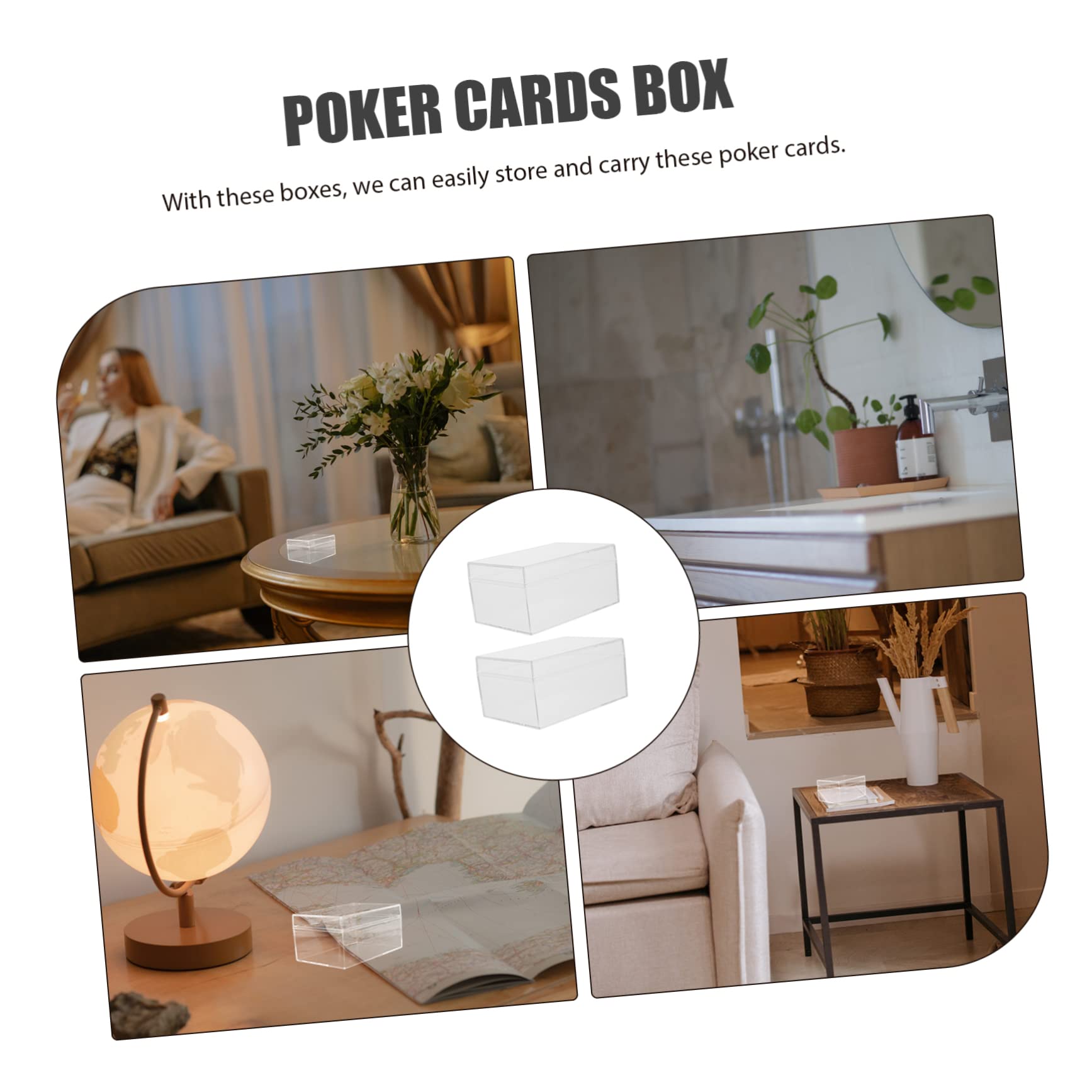 Hohopeti 2-Piece Plastic Poker Card Holder Case - Deck Storage Box for Playing Cards | Perfect for Poker Nights, Game Nights, and Travel