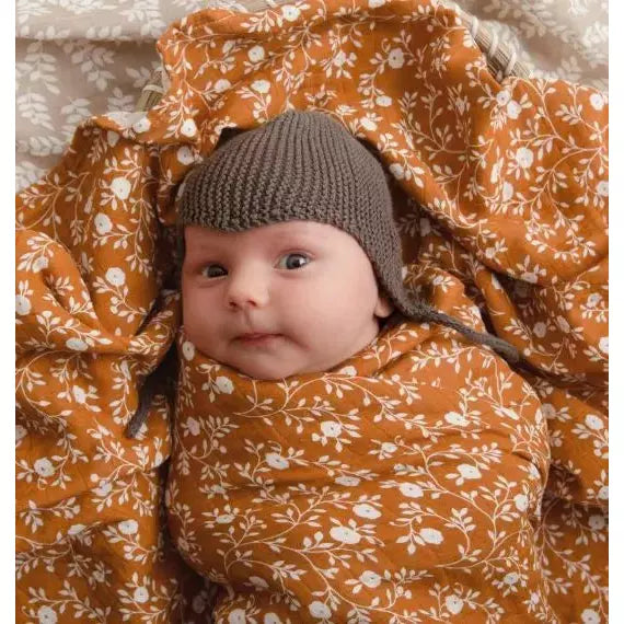 Premium Organic Muslin Swaddle Blankets (Pack of 2) - Soft Caramel Color for Baby Wrapping, Nursing Cover & Stroller Blanket