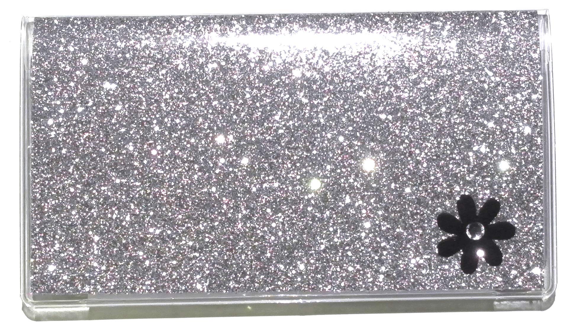 2023-2025 Sparkling Glitter Pocket Planner with Notepad - Silver Black Floral Design | Perfect for School, Office & Daily Organization
