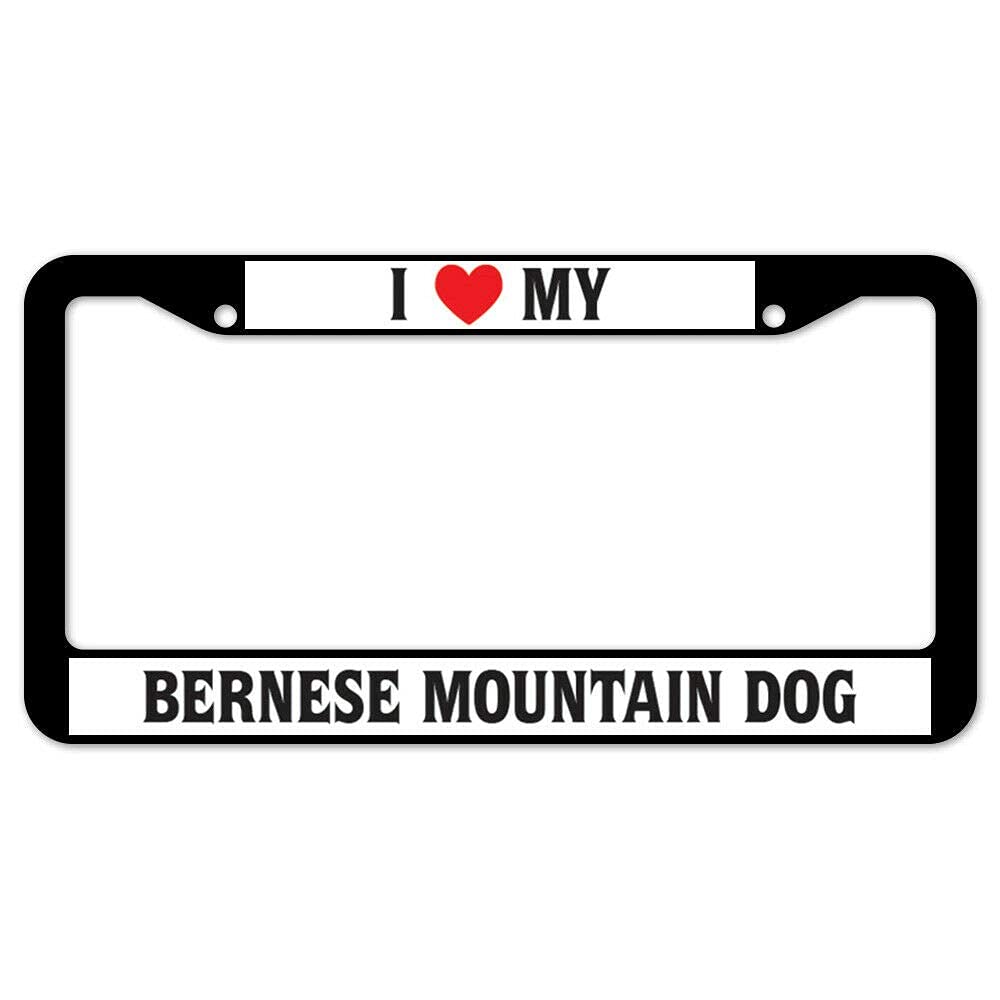 Bernese Mountain Dog License Plate Frame - 2 Hole Aluminum License Plate Cover with Screws for Car & Truck - Perfect for Dog Lovers & Pet Owners