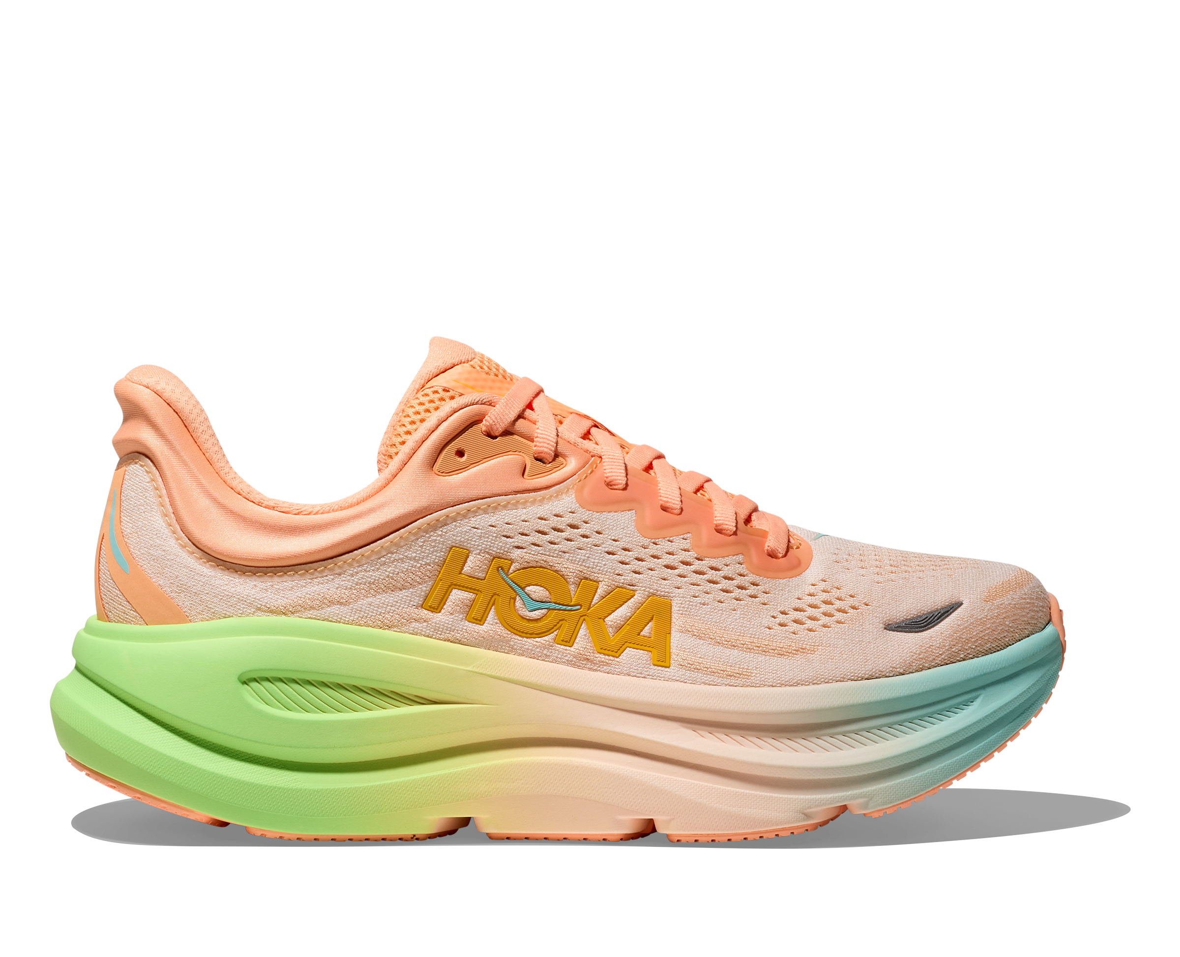 HOKA Women's Bondi 9 Running Shoes - Frost/Pale Tangerine - Cushioned Road Running Sneakers for Women - Perfect for Marathon Training, Jogging & Everyday Comfort