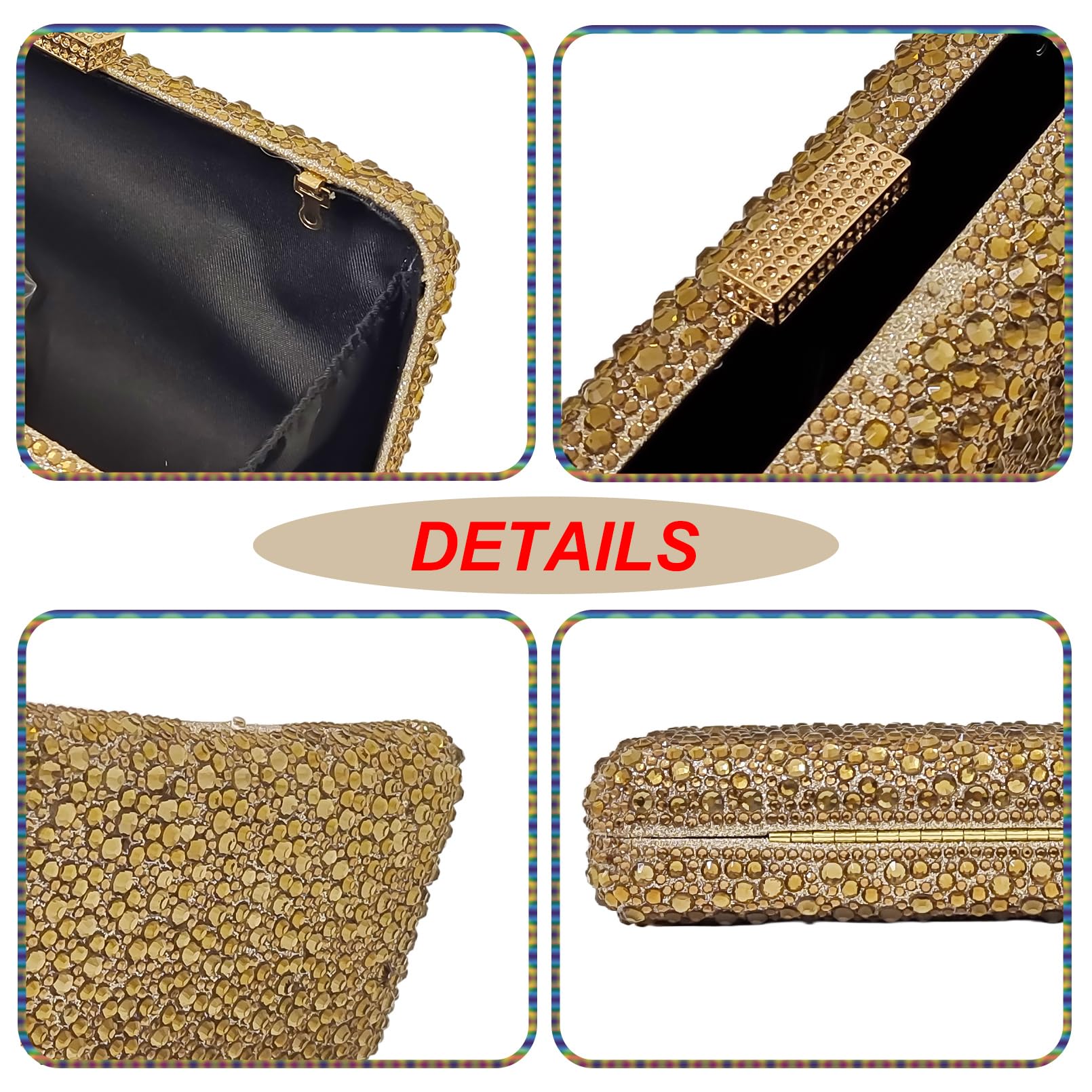 Sparkly Rhinestone Clutch Handbag for Women - Crystal Evening Purse with Gemstones for Party, Wedding & Special Occasions | Elegant Accessory for Prom, Cocktail Events & Formal Gatherings