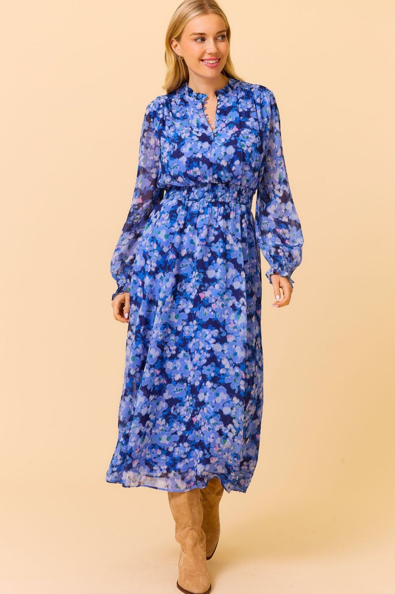 Clover Dress - Floral Print Blue and Pink Summer Dress for Women | Perfect for Beach Vacations, Date Nights & Outdoor Parties