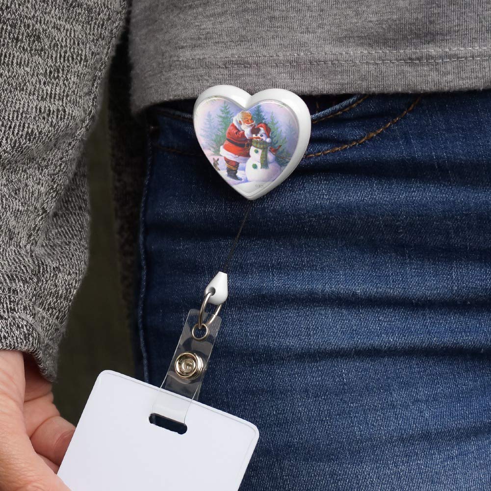 Christmas Santa Snowman Lanyard - Retractable ID Badge Holder for Holiday Events
