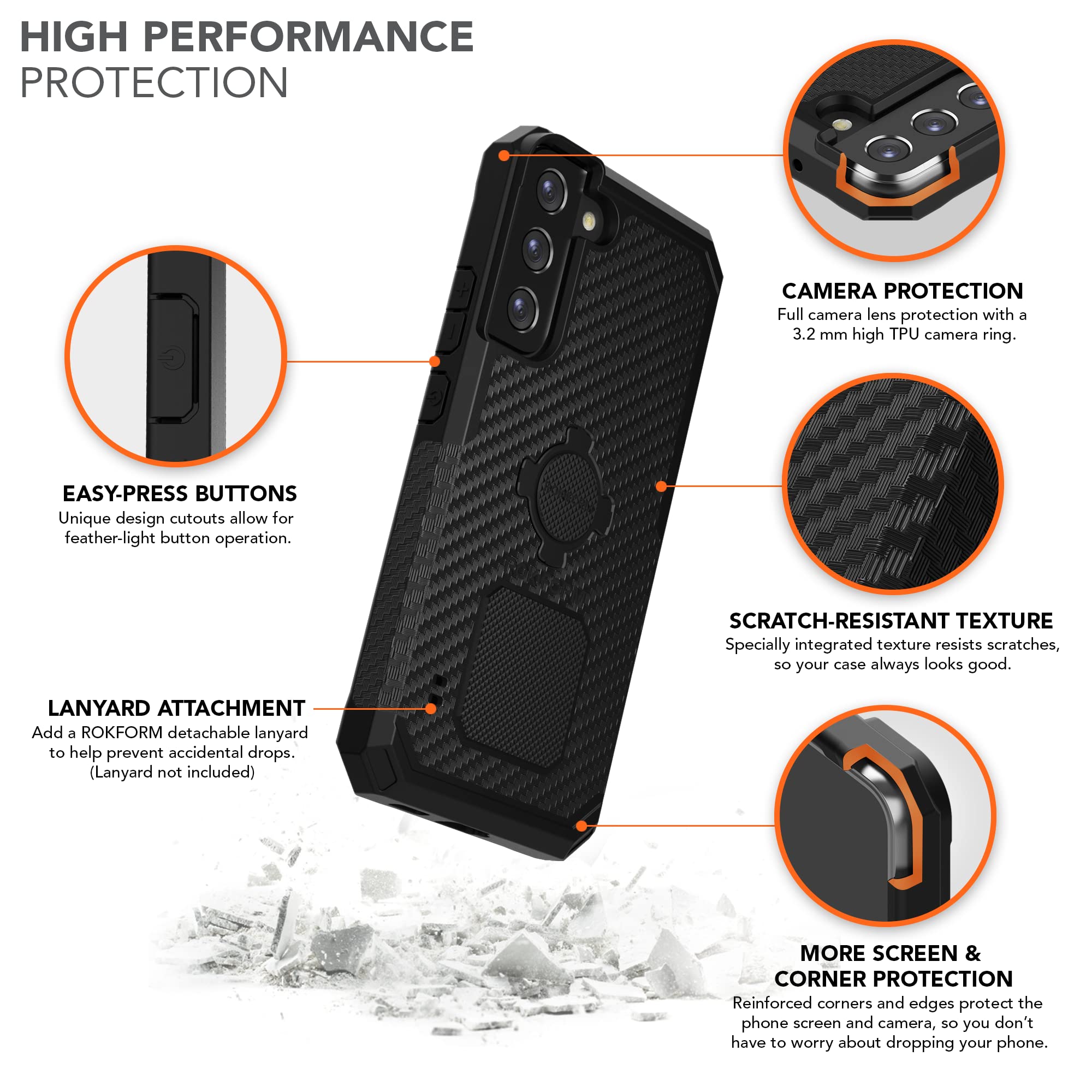 Rokform Galaxy S22 Plus 5G Rugged Case with Swivel Dash Phone Mount - Durable Protection & Secure Car, Truck, Van Mounting Solution for On-the-Go Professionals