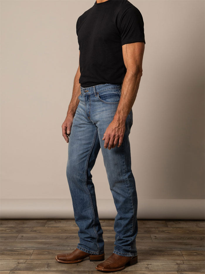 Kimes Ranch BARNEY Men's Slim Fit Boot Cut Jeans - Light Wash Denim Pants for Casual Wear & Western Style Outfits