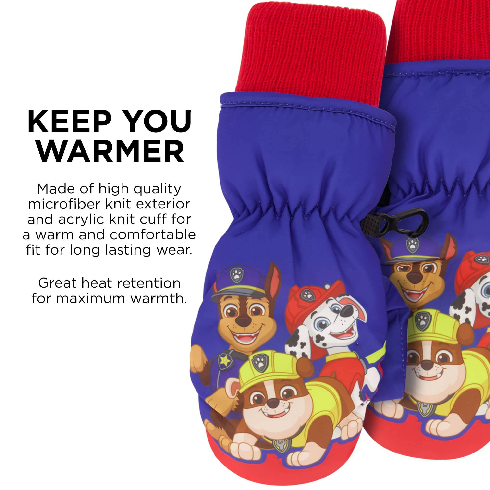 Paw Patrol Winter Hat & Mittens Set for Toddlers Age 2-4, Insulated Ski Mittens, Knit Beanie, Perfect for Snow Play, Outdoor Adventures, and Cold Weather Activities