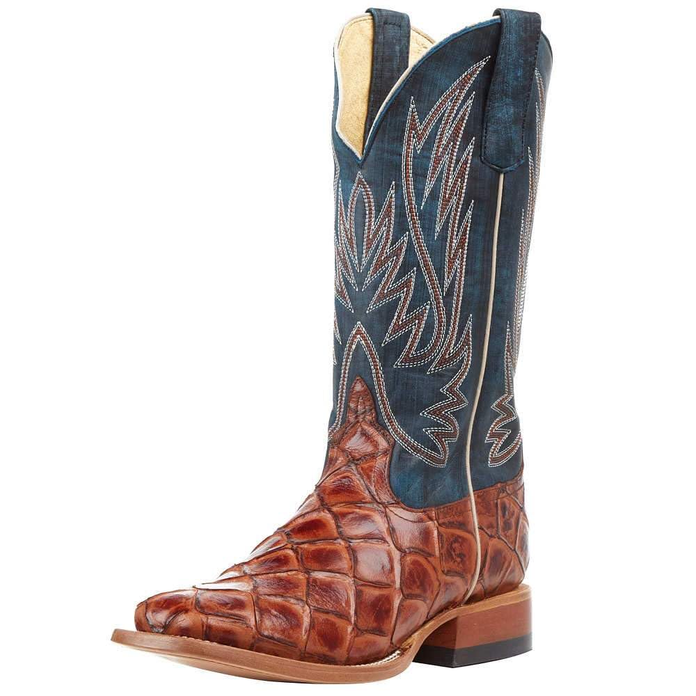 HorsePower Kids Cognac Fish Filet Turquoise Top Cowboy Boots - Western Style Boots for Boys & Girls, Perfect for Rodeo, Rancher & Cowboy Costume Play