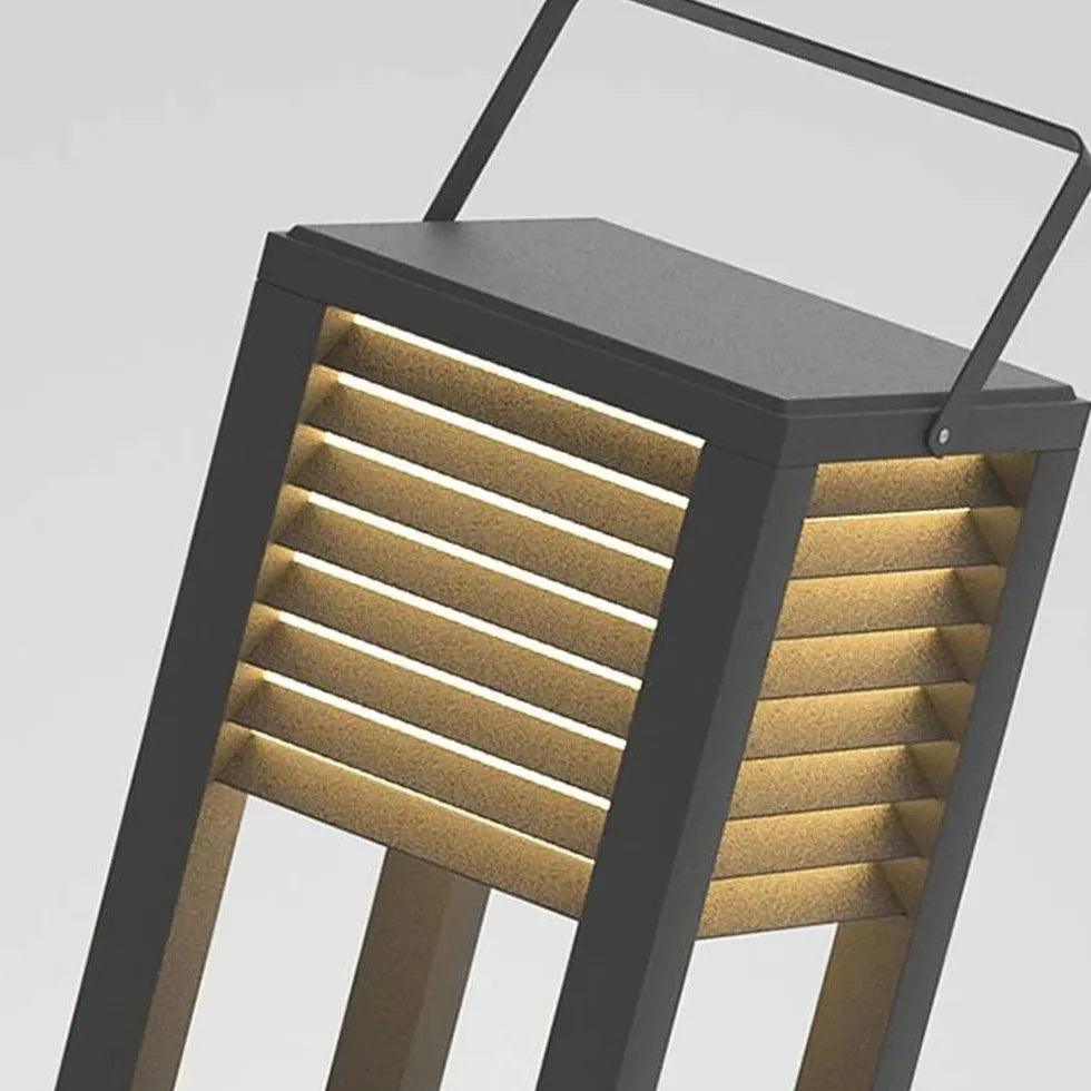 Modern Venetian Blinds Cuboid Outdoor Floor Lamp - Waterproof LED Patio Light for Garden, Porch, Deck & Backyard Decor