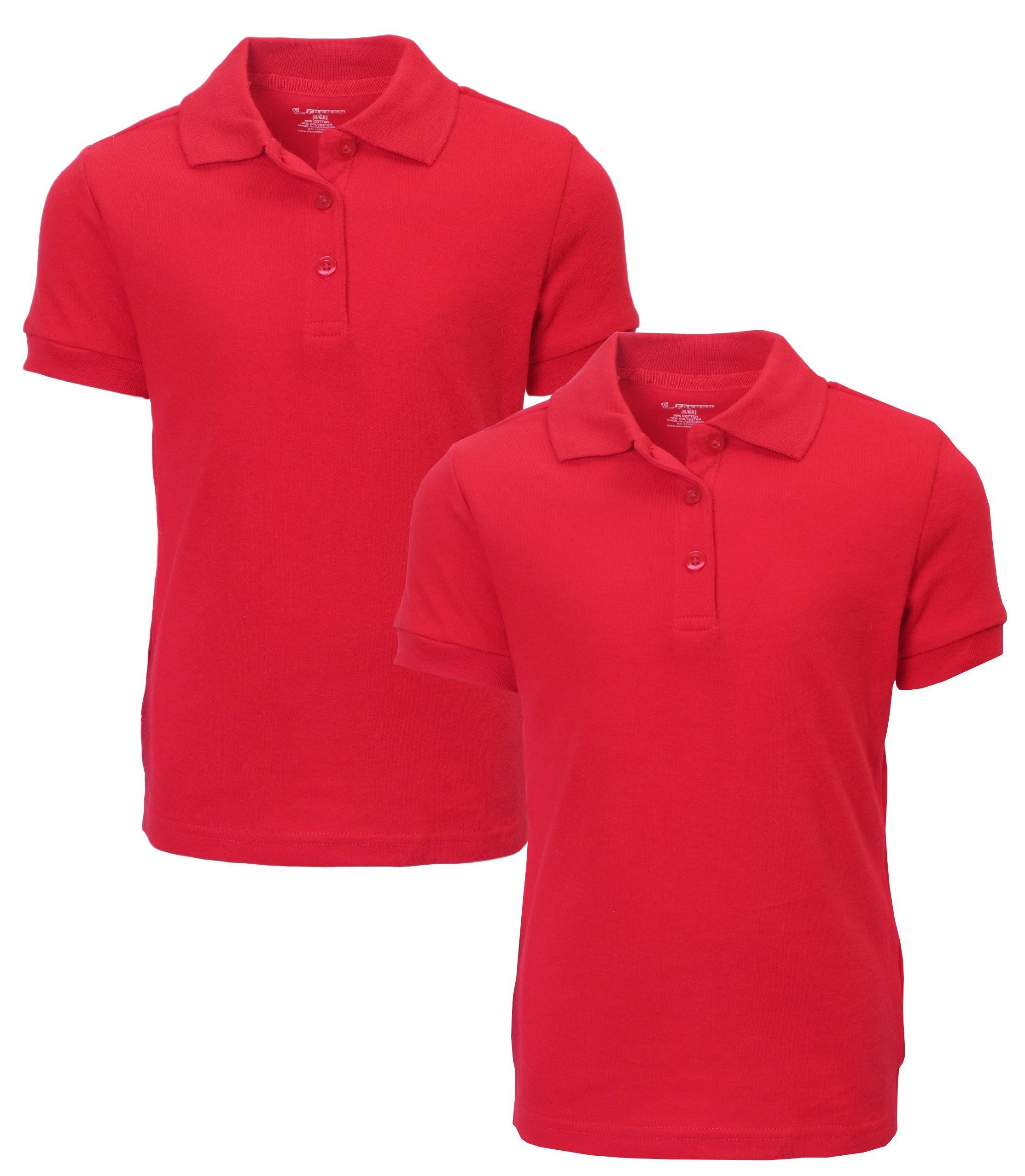 French Toast Girls' 2-Pack Short Sleeve Polo Shirts - School Uniform, Playdate & Everyday Wear - Comfortable Cotton Blend for Active Kids