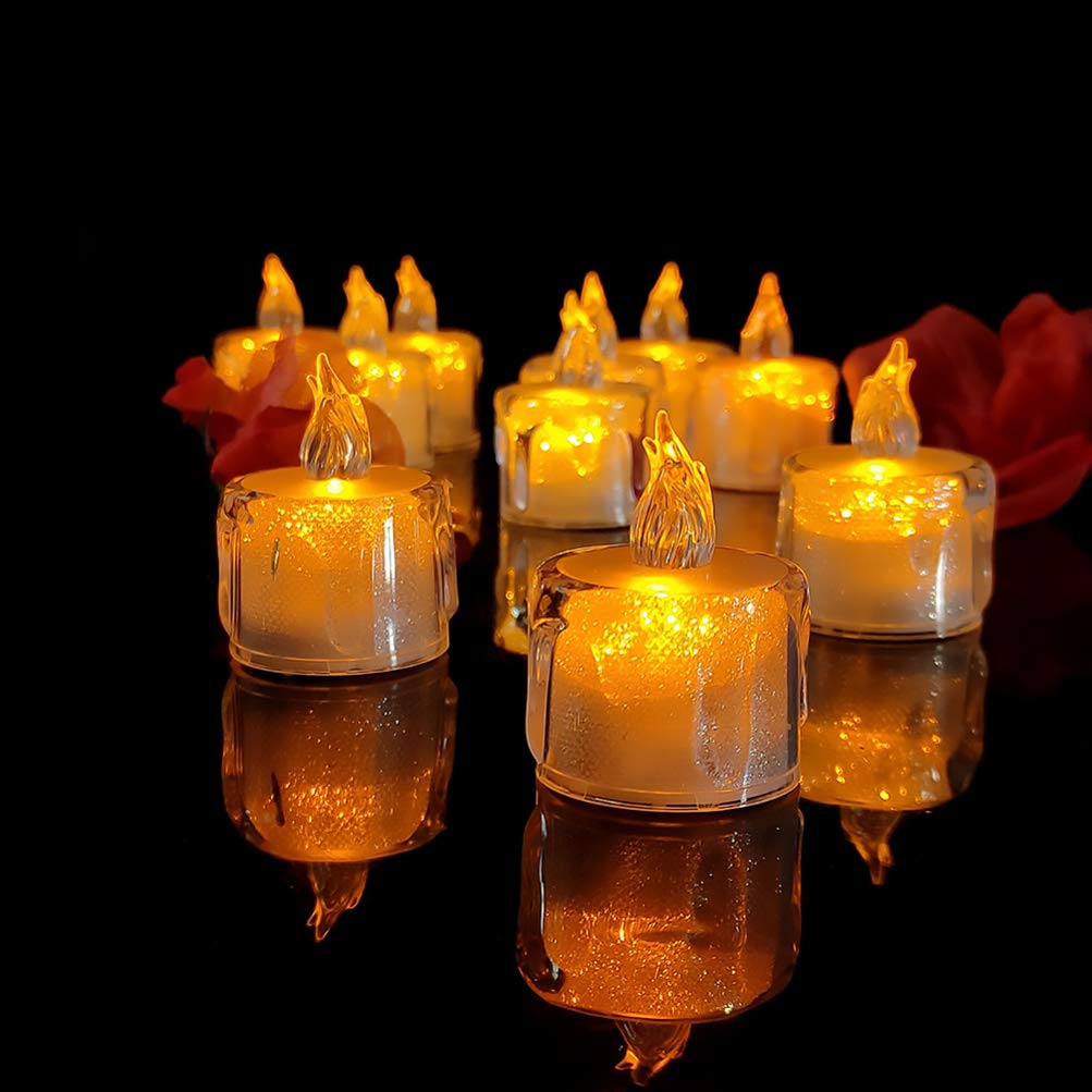 Garneck 12Pcs LED Electronic Candles - Halloween Decorative Lights, Plastic Candle-Shaped Lamps with White LED for Home Decor, Party, Wedding & Holiday Displays