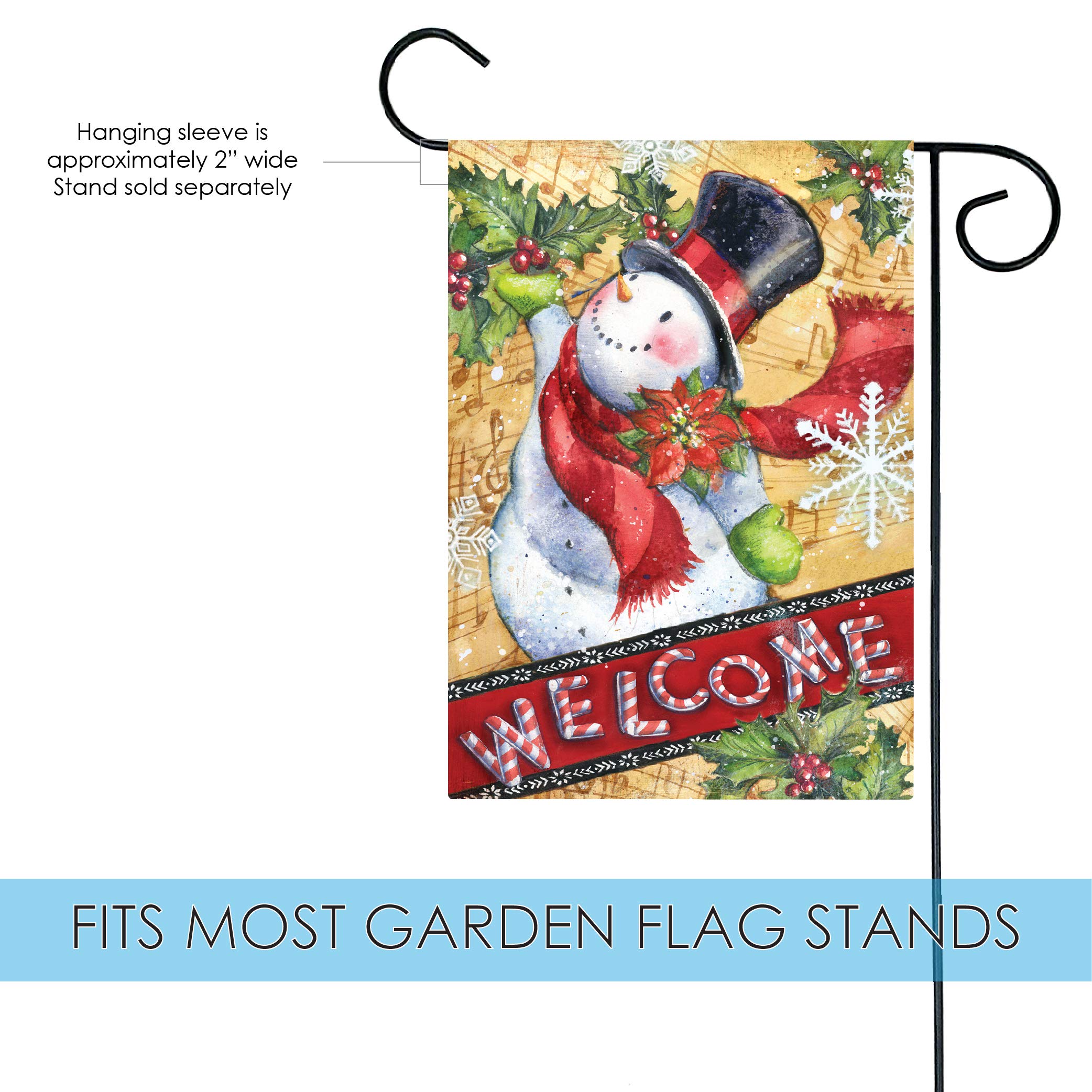 Toland Home Garden 12x18 Inch Double Sided Candy Cane Snowman Winter Flag - Outdoor Christmas Yard Decoration for House, Garden & Seasonal Festive Display