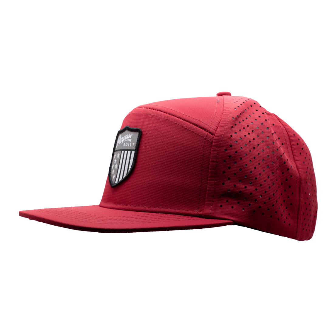 Waterproof Red Badge Hat - Adjustable & Lightweight for Outdoor Activities, Hiking, and Sports
