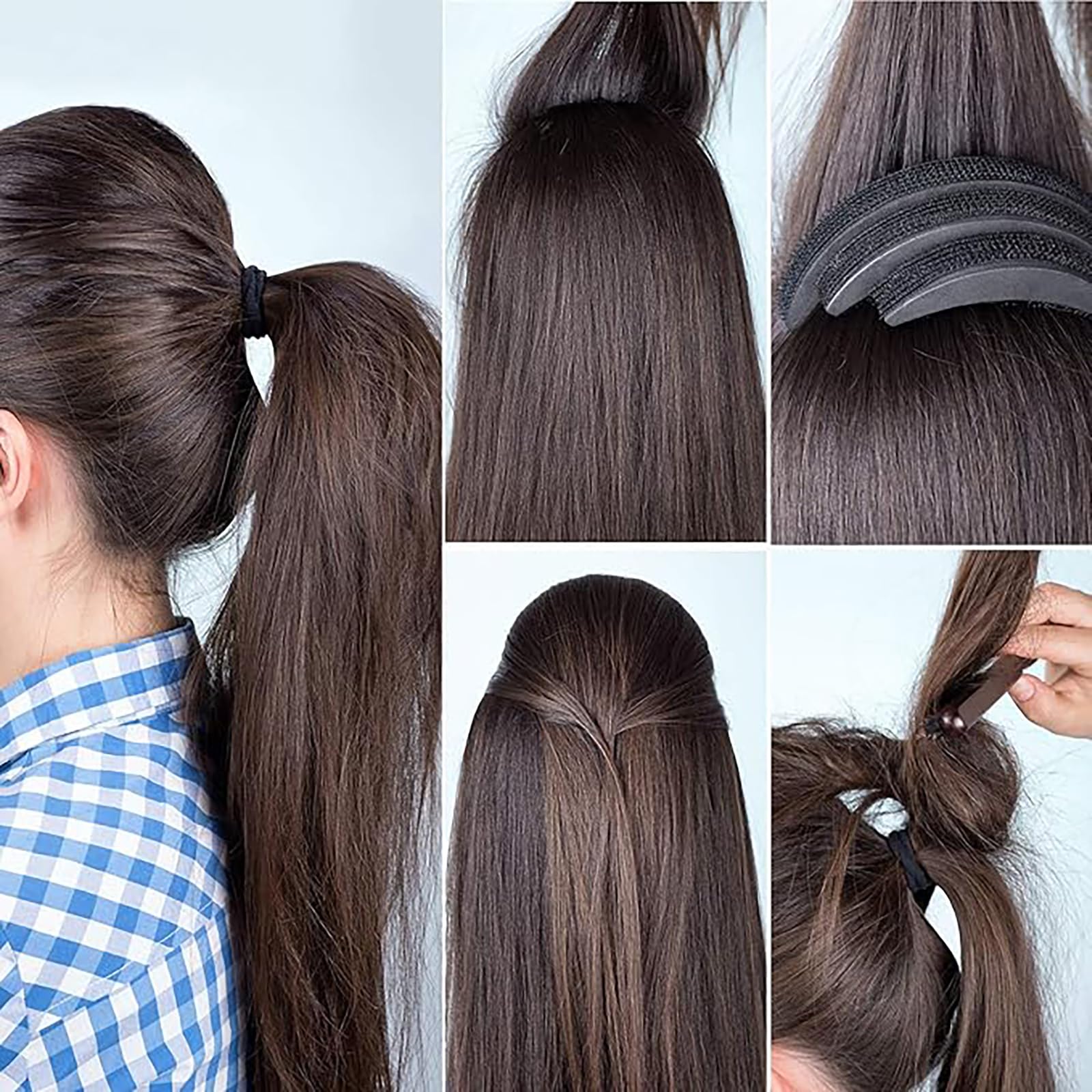 10-Piece Hair Volumizing Accessories Set for Women - Braiding Tools, Bump It Base & Volumizing Hair Comb (Black & Brown) | Perfect for Styling, Cosplay & Everyday Hair Volume Boost