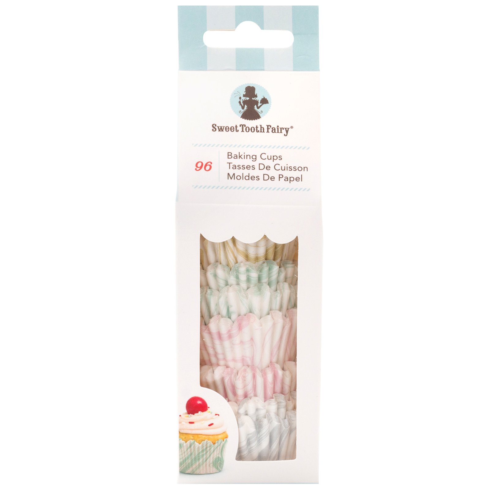 Sweet Tooth Fairy 96-Piece Mini Baking Cups - Marble Design for Cupcakes, Muffins & Desserts - Perfect for Parties, Holidays & Home Baking