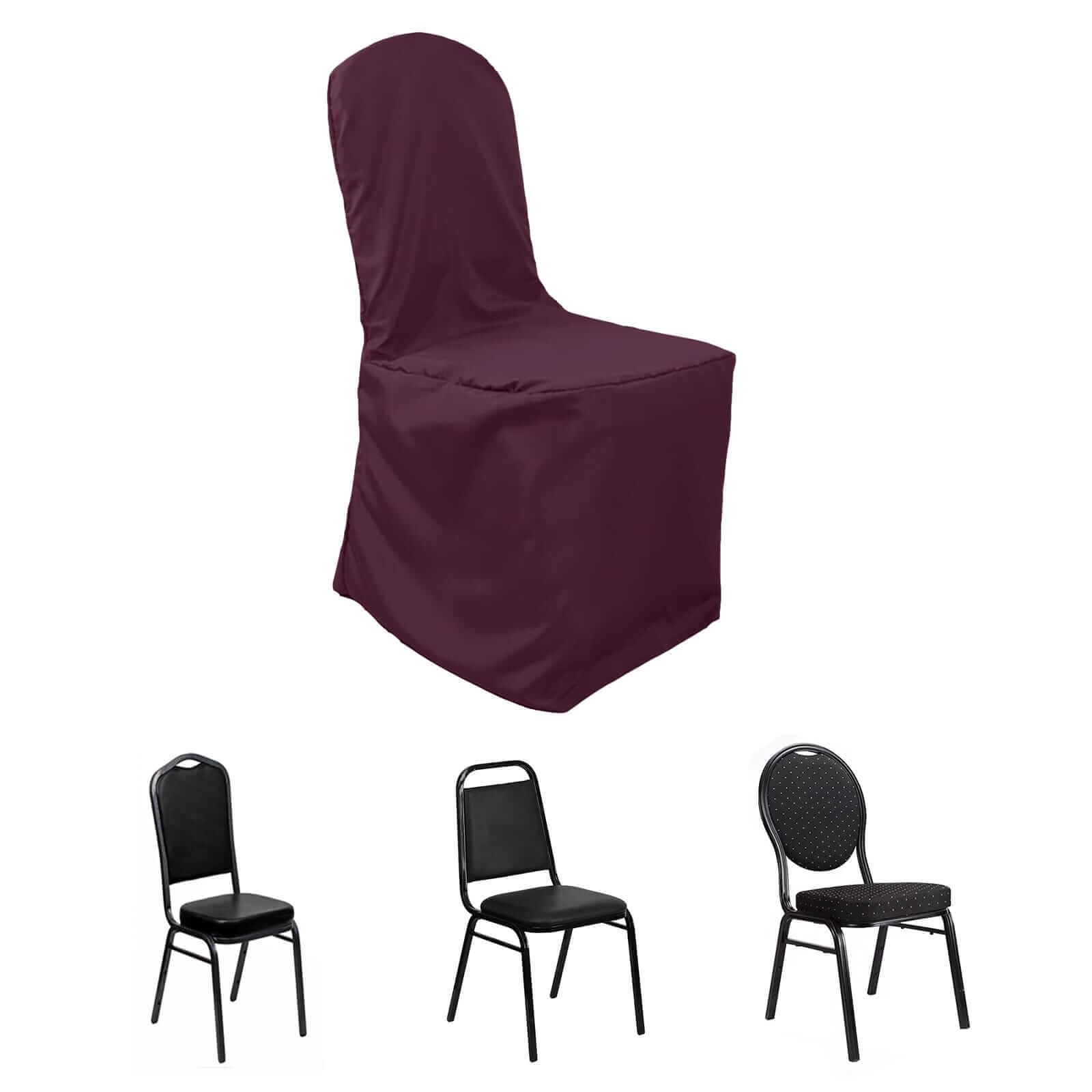 50 Pack Burgundy Polyester Banquet Chair Covers - Elegant Party Wedding Table Linens Decor for Dining Ceremony Reception, Home & Event Decorations (Set of 50) | Perfect for Weddings, Banquets, Birthday Parties & Formal Events