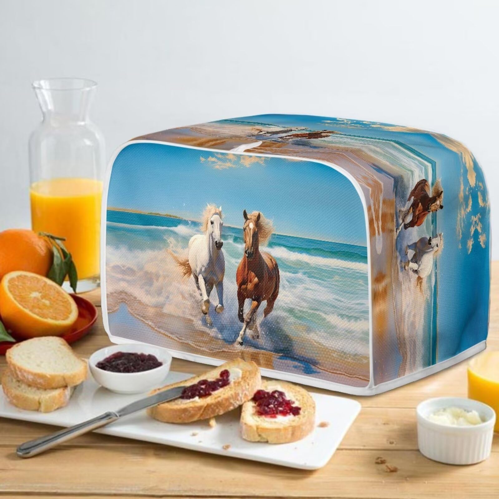 4-Slice Toaster Cover - Horse Print Dust Protector for Kitchen, Durable & Fingerprint-Resistant - Perfect for Microwave Oven, Bakeware & Small Appliance Protection (Ideal for Country Kitchen Decor & Gift)