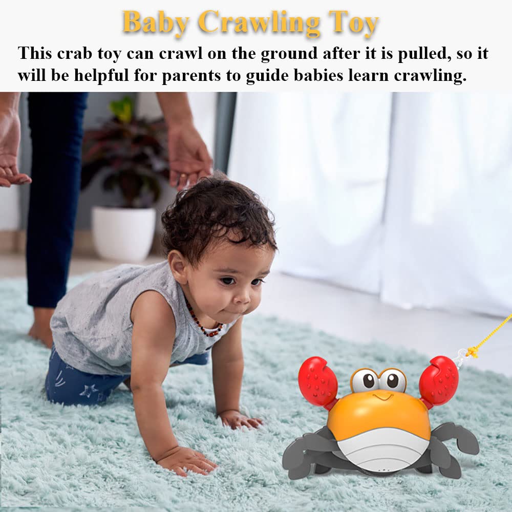 Dual Mode Wind-Up Swimming Crab Toy - Crawling & Pull & Go Baby Bath Toy for Pool, Bathtub Fun - Safe Leash Design (Blue) | Perfect for Toddlers' Water Play & Sensory Development