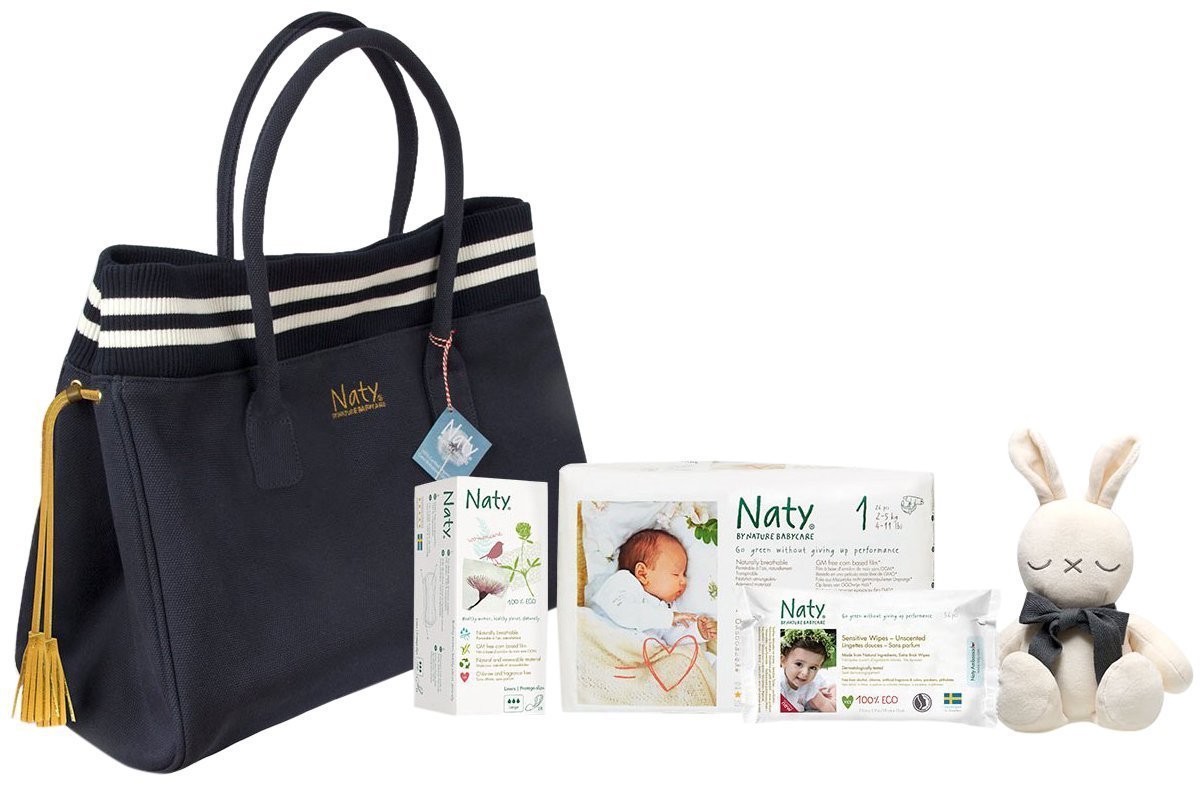 Eco by Naty Diaper Bag - Blue & White Waterproof Baby Bag for Moms | Perfect for Travel, Daycare & On-the-Go Parenting Essentials