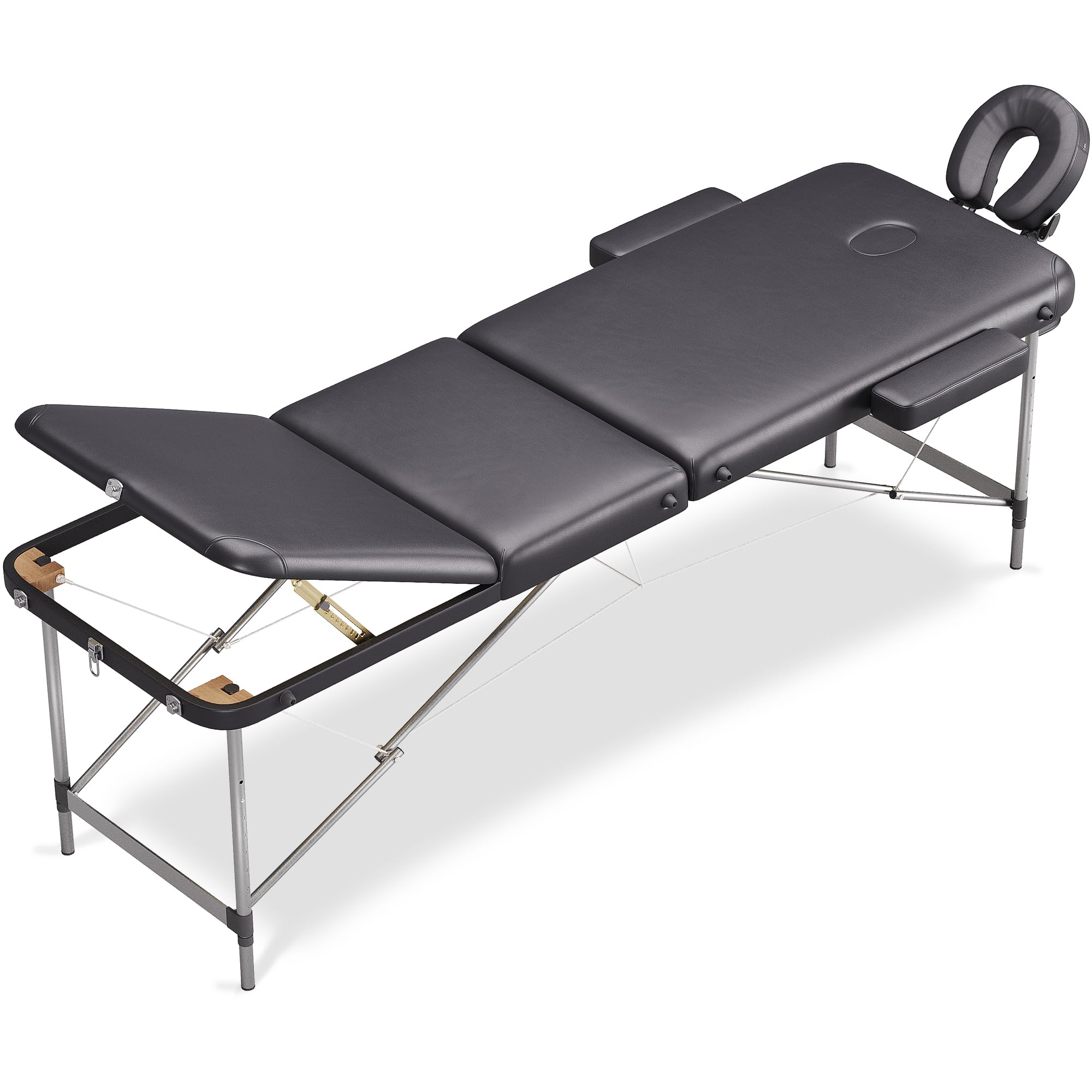 BELTOM® Portable 3-Zone Aluminum Massage Table with Carrying Bag - Black | Professional Aesthetic & Spa Therapy Bed for Home or Salon Use
