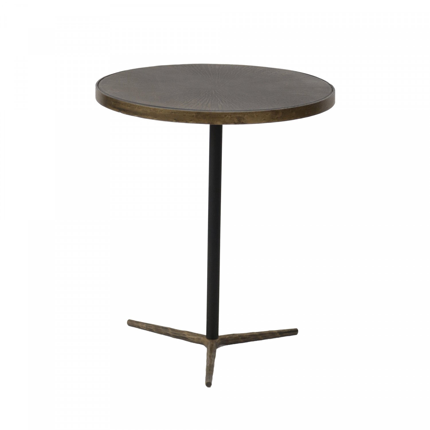 Auren Round Side Table - Bronze Finish Accent Table for Living Room, Bedroom, or Patio Decor