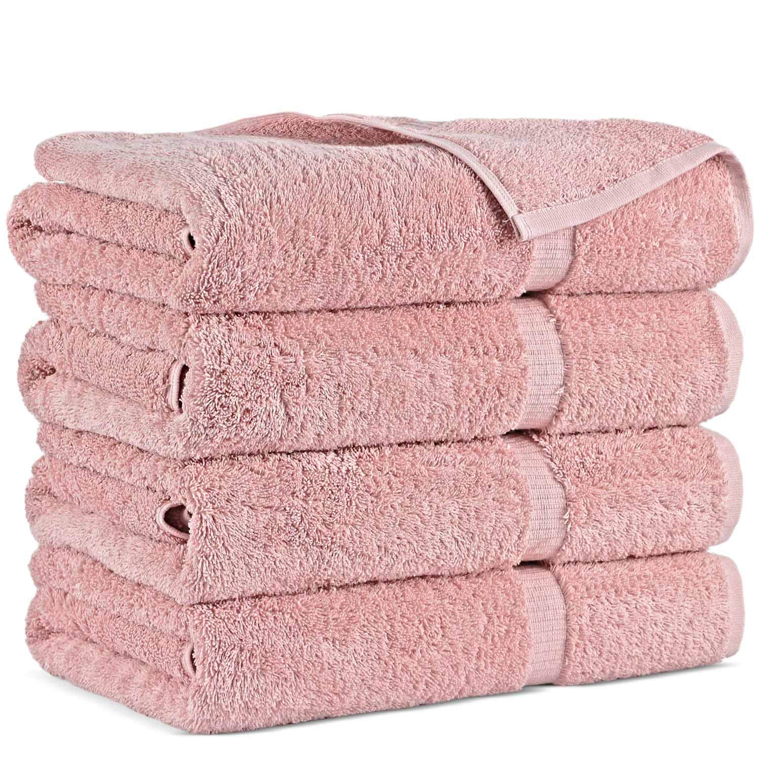 Premium Cotton Turkish Bath Towels - Ultra Soft & Highly Absorbent 4-Piece Set (Pink) | Luxury Spa, Beach & Home Use