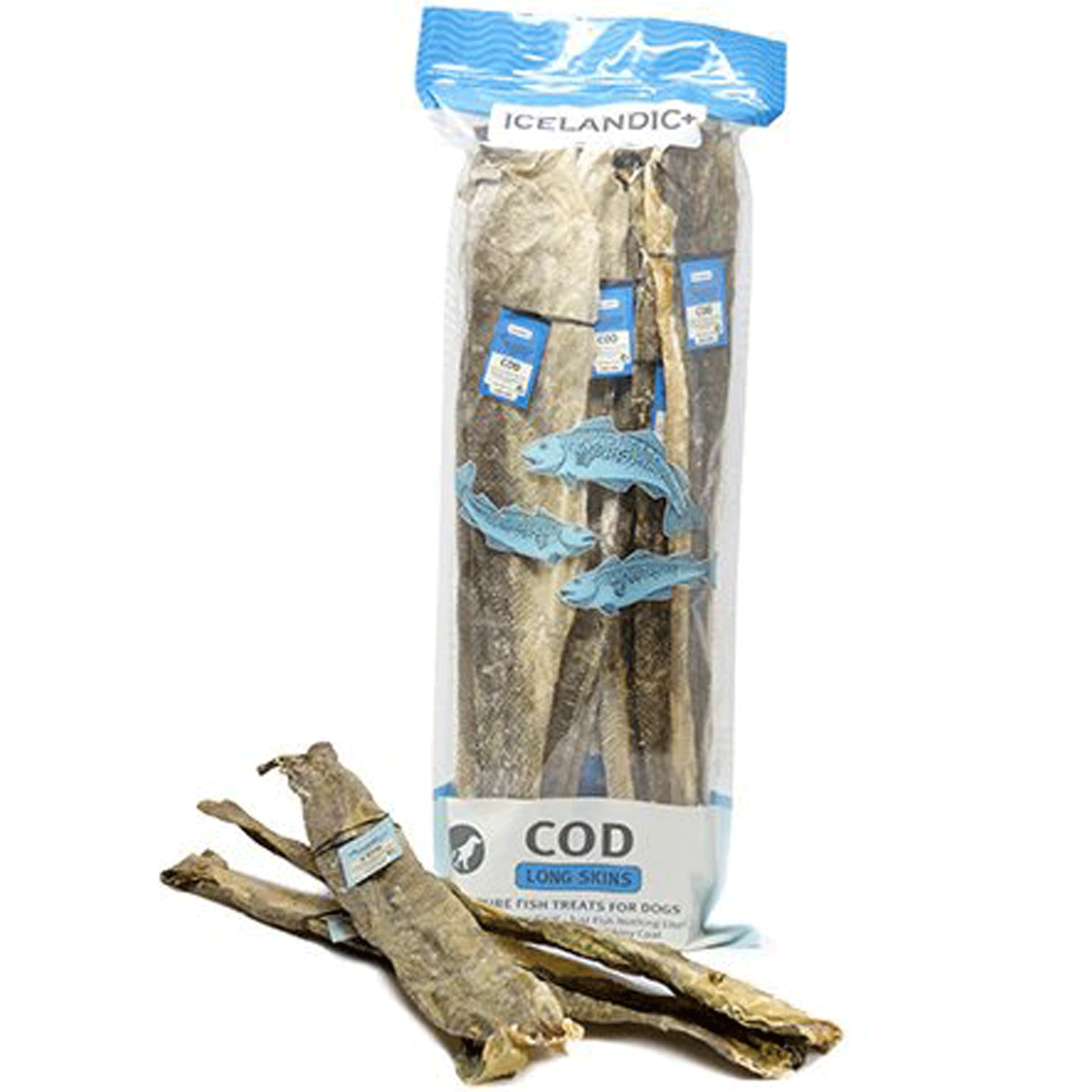 Premium Icelandic Cod Fish Skin Strips - All-Natural Dog Treats for Healthy Skin & Coat - Perfect for Training, Chewing & Dental Care