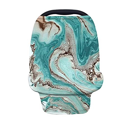 Breathable Blue Marbling Baby Car Seat Cover - Nursing Cover & Infant Car Seat Canopy for Stroller, High Chair, Shopping Cart - Perfect for Travel, Outings & Daily Use
