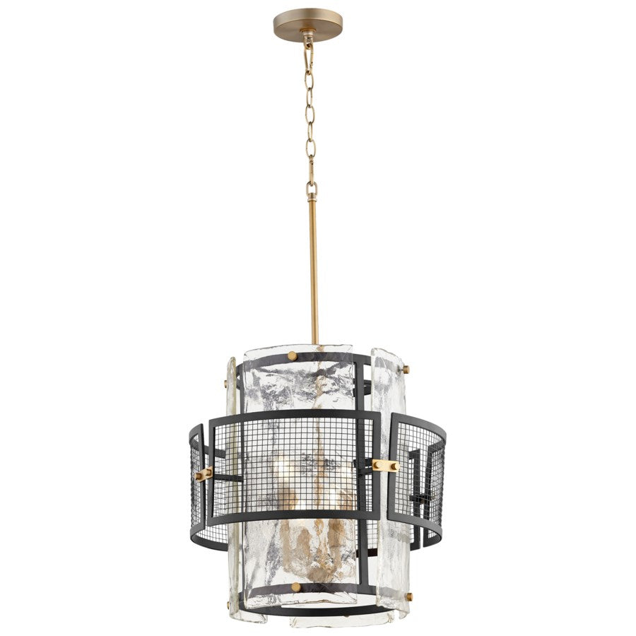 Cyan Design 11117 Panorama Small Chandelier in Noir & Aged Brass - Elegant Lighting Fixture for Dining Room, Bedroom, or Entryway